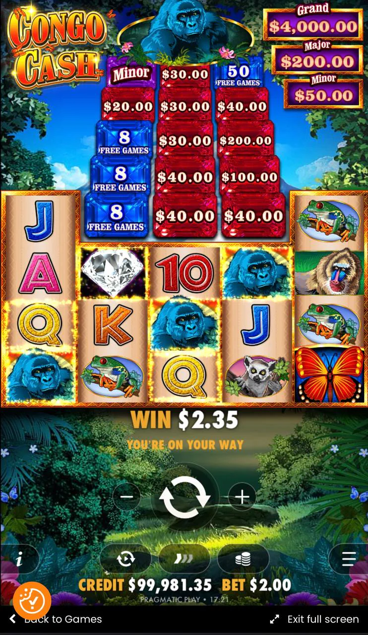 Congo Cash spin win celebration
