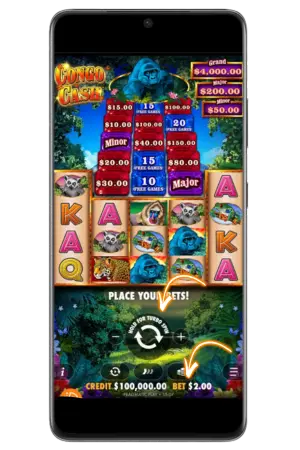 King Kong cash slots bet amount selection