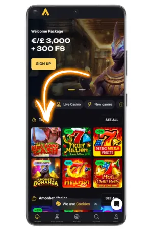King Kong cash slot game library selection