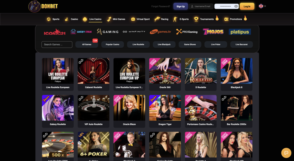Donbet live games