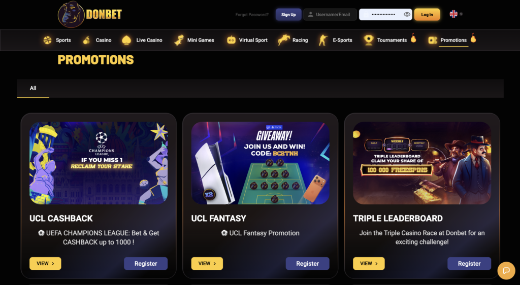 casino Donbet bonuses