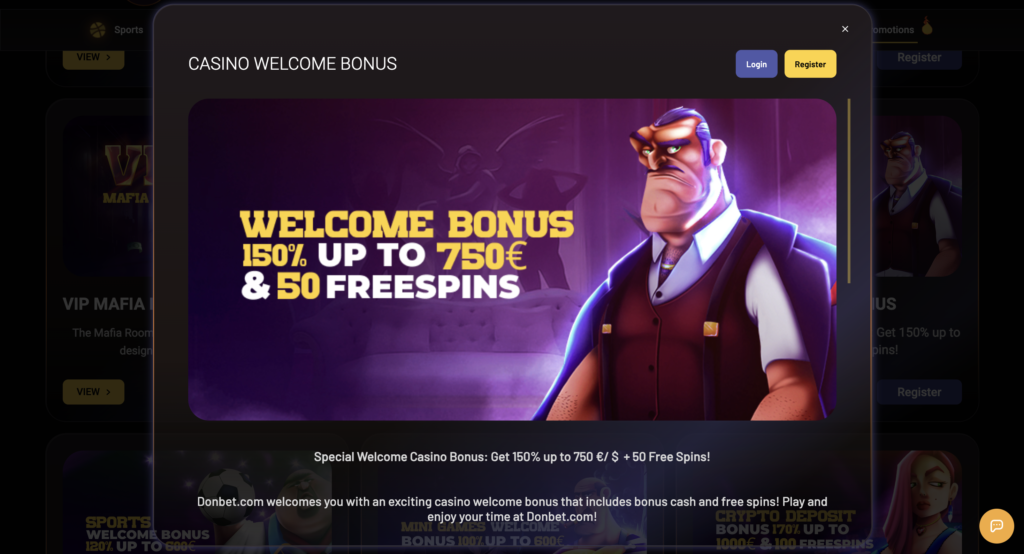 Welcome bonus donbet