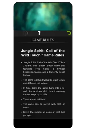 rules in the game Jungle Spirit online