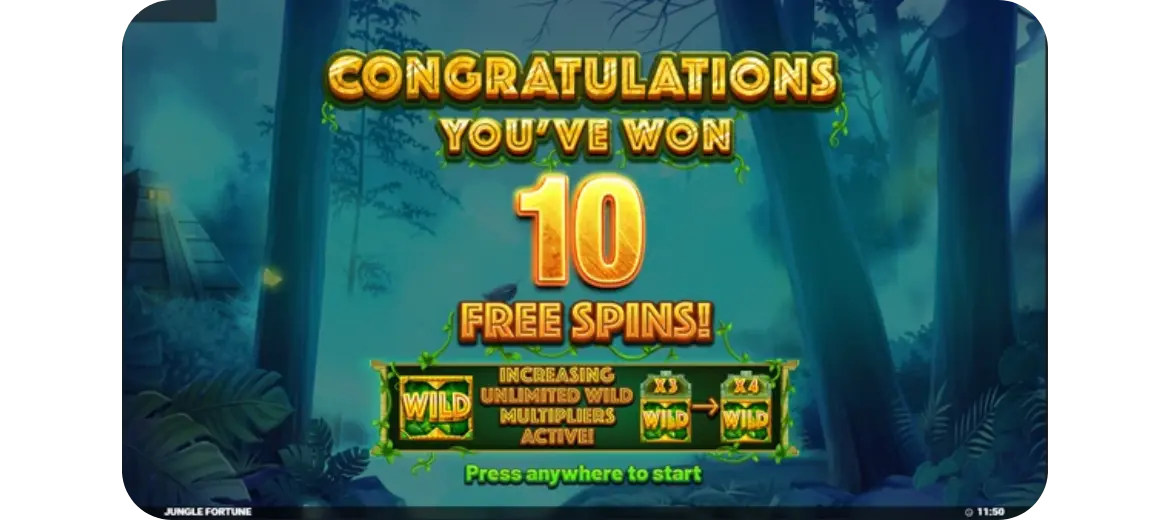 Jungle Fortune free spins multiplier feature
