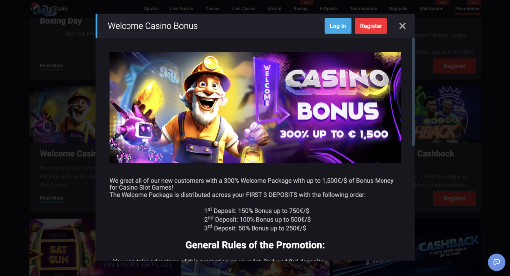 mystake welcome casino bonus