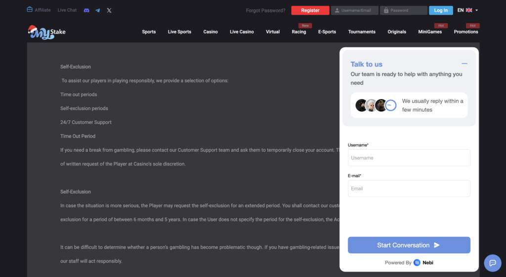 mystake casino support